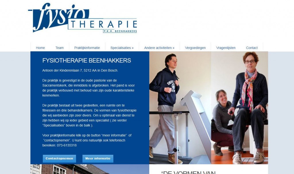 Screenshot Beenhakkers - Fysiotherapie Beenhakkers' - fysiotherapiebeenhakkersnl_webhosting_be