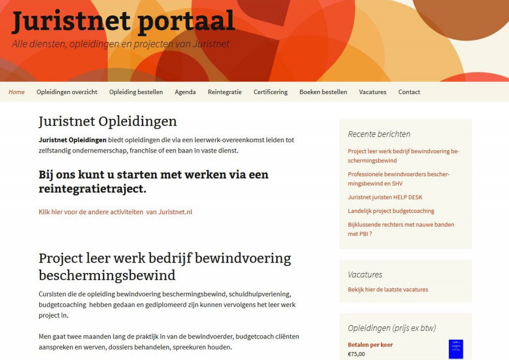 'Juristnet portaal I Alle diensten opleidingen en projecten' - juristnet_nl
